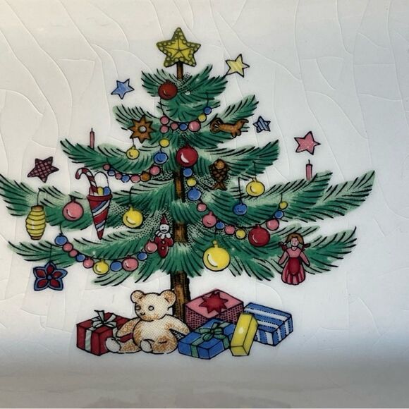 Nikko Japan Christmas tree small rectangular relish candy dish - Picture 3 of 7